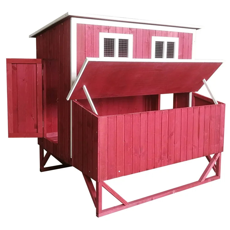 Large Wood Chicken Coop Hen House 4-8 Chickens 4 Nesting Box