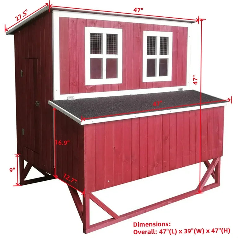 Large Wood Chicken Coop Hen House 4-8 Chickens 4 Nesting Box