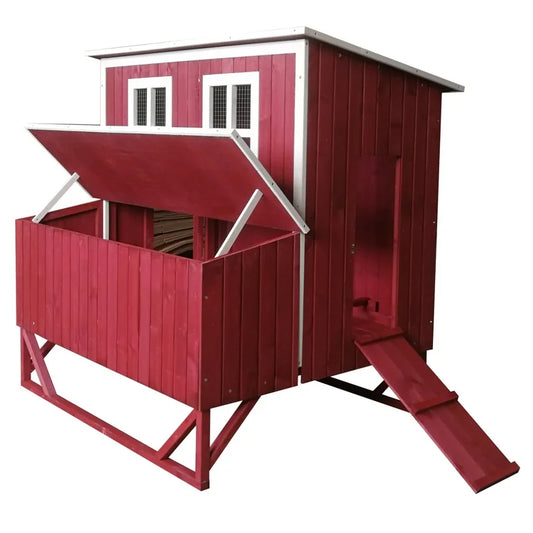 Large Wood Chicken Coop Hen House 4-8 Chickens 4 Nesting Box