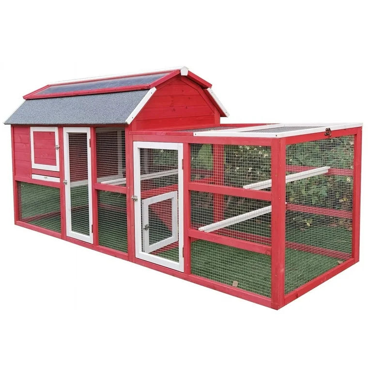 Chicken Coop Outlet Large Wood Backyard Hen House Nesting Box & Run & Cleaning Tray