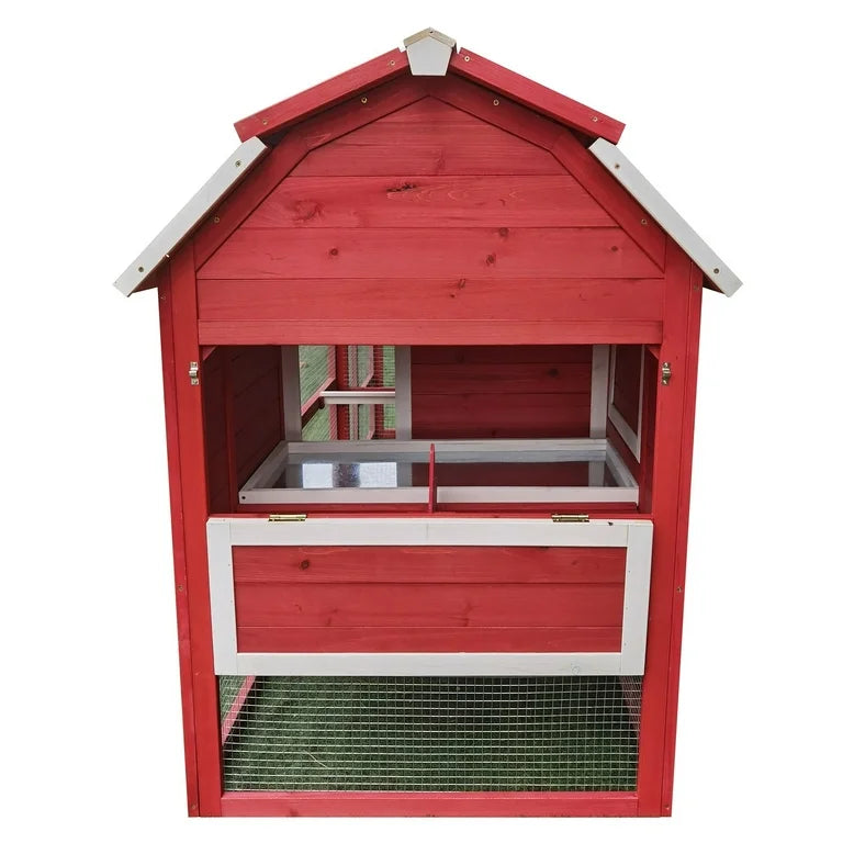 Chicken Coop Outlet Large Wood Backyard Hen House Nesting Box & Run & Cleaning Tray