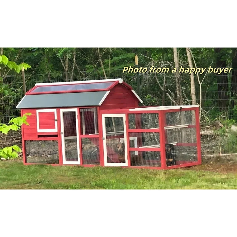 Chicken Coop Outlet Large Wood Backyard Hen House Nesting Box & Run & Cleaning Tray