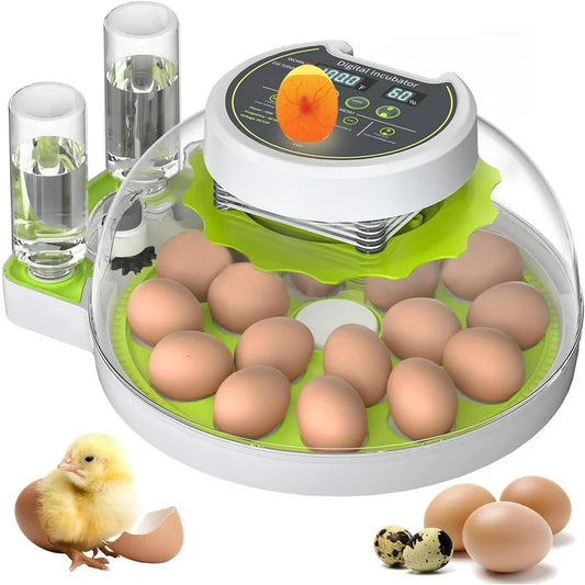 Incubators for Hatching Eggs, 18 Egg Incubator with Automatic Egg Turning and Humidity Control, Automatic Water Adding, LED Egg Candler, for Hatching Chickens, Duck, Quail, Goose Eggs