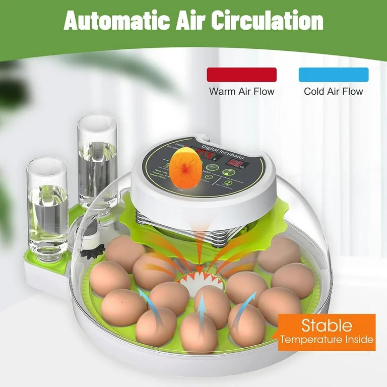 Incubators for Hatching Eggs, 18 Egg Incubator with Automatic Egg Turning and Humidity Control, Automatic Water Adding, LED Egg Candler, for Hatching Chickens, Duck, Quail, Goose Eggs