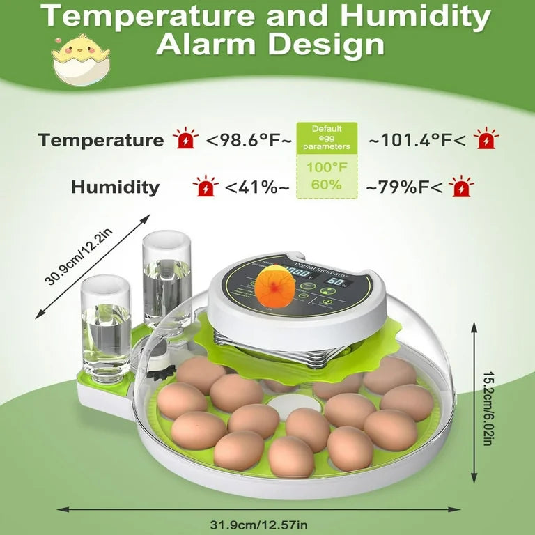 Incubators for Hatching Eggs, 18 Egg Incubator with Automatic Egg Turning and Humidity Control, Automatic Water Adding, LED Egg Candler, for Hatching Chickens, Duck, Quail, Goose Eggs