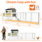 Wooden Chicken Coop, Large Outdoor Hen House with Run and Nesting Box